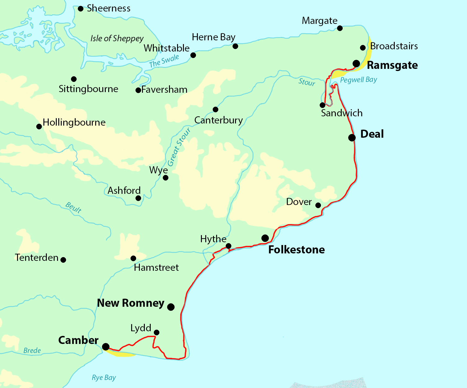 Kent Coast Path map